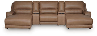 DeepWakes 5-Piece Power Reclining Sectional with Chaise Leather