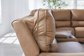 DeepWakes 6-Piece Reclining Sectional with Storage Console Leather