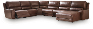 DeepWakes 6-Piece Reclining Sectional with Chaise Leather