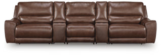 DeepWakes 5-Piece Reclining Sectional with Storage Consoles Leather