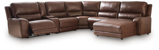 DeepWakes 6-Piece Power Reclining Sectional with Chaise Leather