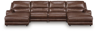 DeepWakes 4-Piece Reclining Sectional with Double Chaise Leather