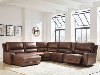 DeepWakes 6-Piece Power Reclining Sectional with Chaise Leather