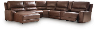 DeepWakes 6-Piece Power Reclining Sectional with Chaise Leather