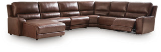 DeepWakes 6-Piece Reclining Sectional with Chaise Leather