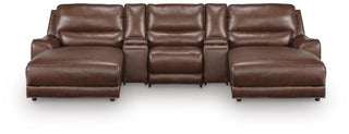 DeepWakes 5-Piece Power Reclining Sectional with Chaise Leather