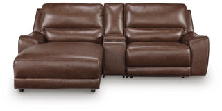 DeepWakes 3-Piece Power Reclining Sectional with Chaise Leather