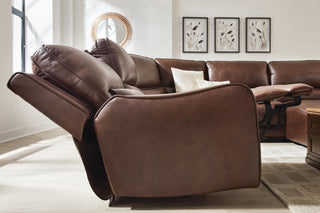 DeepWakes 7-Piece Reclining Sectional with Chaise and Storage Consoles Leather