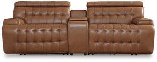Temmpton 3-Piece Power Reclining Sectional Loveseat with Console Leather
