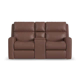 Score Leather Power Reclining Loveseat with Console & Power Headrests & Lumbar