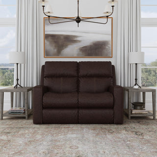 Score Leather Power Reclining Loveseat with Power Headrests & Lumbar