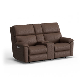 Porter Leather Power Reclining Loveseat with Console, Power Headrest, & Lumbar
