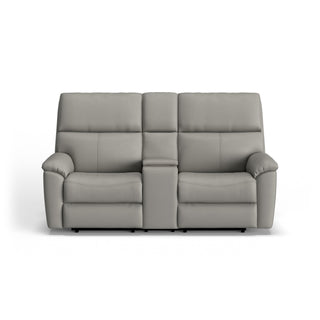 Porter Leather Power Reclining Loveseat with Console, Power Headrest, & Lumbar