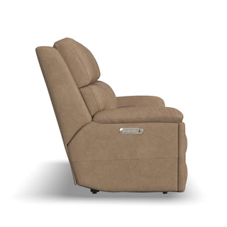 Porter Leather Power Reclining Loveseat with Console, Power Headrest, & Lumbar