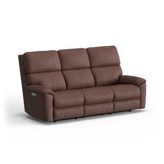 Porter Leather Power Reclining Sofa with Console, Power Headrest, & Lumbar