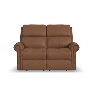 Bernard Leather Power Reclining Loveseat with Power Headrests & Lumbar