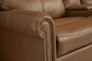 Bernard Leather Power Reclining Sectional w/ Power Headrest & Lumbar (B3871-SECTL)