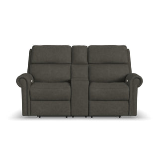 Bernard Leather Power Reclining Loveseat with Console, Power Headrests & Lumbar