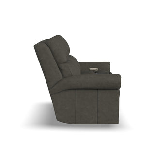 Bernard Leather Power Reclining Loveseat with Console, Power Headrests & Lumbar