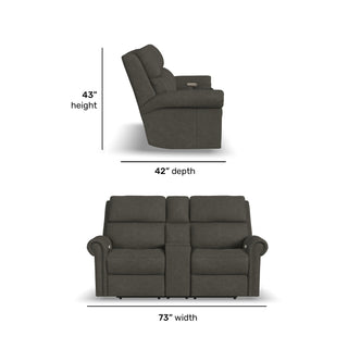 Bernard Leather Power Reclining Loveseat with Console, Power Headrests & Lumbar