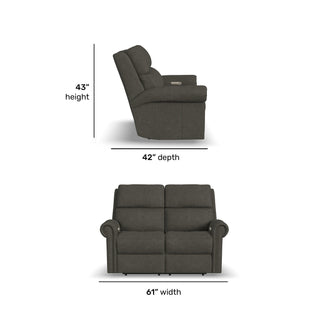 Bernard Leather Power Reclining Loveseat with Power Headrests & Lumbar