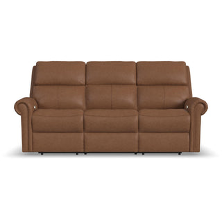 Bernard Leather Power Reclining Sofa with Console, Power Headrests & Lumbar