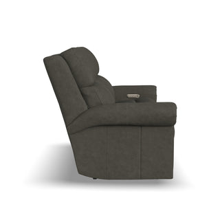 Bernard Leather Power Reclining Sofa with Console, Power Headrests & Lumbar