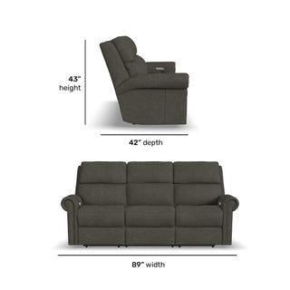 Bernard Leather Power Reclining Sofa with Console, Power Headrests & Lumbar