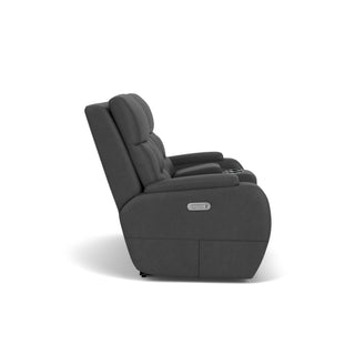 Strait Leather Power Reclining Loveseat with Console & Power Headrests