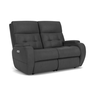 Strait Leather Power Reclining Loveseat with Power Headrests