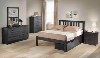 Portland Under Bed Storage Chests in Ebony under a Portland Platform Bed