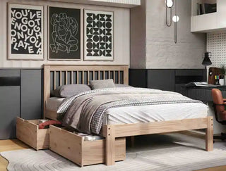 Mirage Under Bed Storage Chests in Sandstone under a Mirage Full Platform Bed