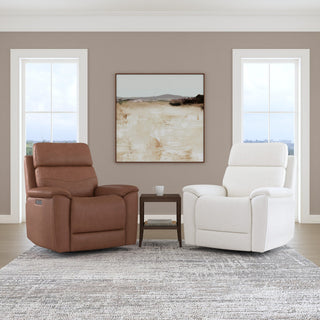 Refined Leather Perfect Match Power Swivel Gliding Recliner with Power Headrest & Lumbar