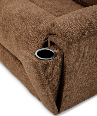 Refined Fabric Power Swivel Gliding Recliner with Power Headrest & Lumbar