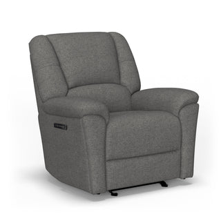 Plush Fabric Power Gliding Recliner with Power Headrest & Lumbar