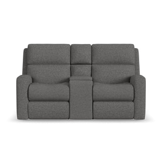 Score Fabric Power Reclining Loveseat with Console & Power Headrests & Lumbar