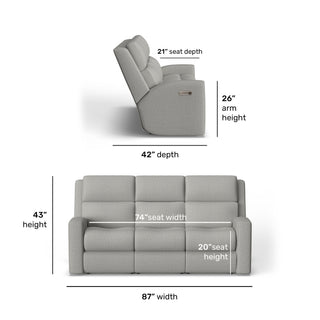 Score Fabric Power Reclining Sofa with Power Headrests & Lumbar