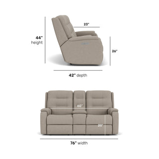 Arlo Fabric Power Reclining Loveseat with Console & Power Headrests