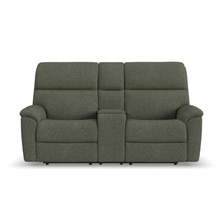 Porter Fabric Power Reclining Loveseat with Console, Power Headrest, & Lumbar