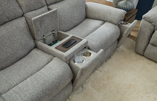 Porter Fabric Power Reclining Loveseat with Console, Power Headrest, & Lumbar
