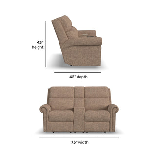 Bernard Fabric Power Reclining Loveseat with Console, Power Headrest, & Lumbar