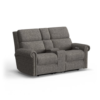 Bernard Fabric Power Reclining Loveseat with Console, Power Headrest, & Lumbar