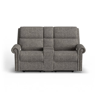 Bernard Fabric Power Reclining Loveseat with Console, Power Headrest, & Lumbar