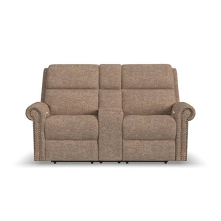 Bernard Fabric Power Reclining Loveseat with Console, Power Headrest, & Lumbar