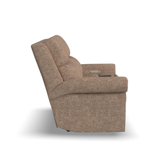 Bernard Fabric Power Reclining Loveseat with Console, Power Headrest, & Lumbar