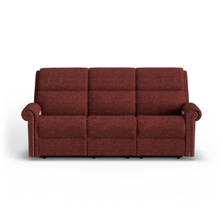 Bernard Fabric Power Reclining Sofa with Console, Power Headrest, & Lumbar