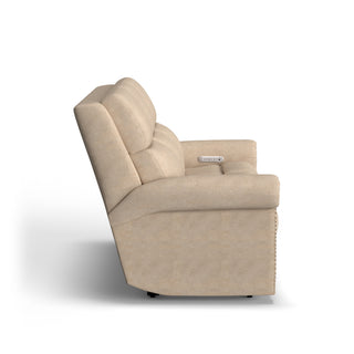 Bernard Fabric Power Reclining Sofa with Console, Power Headrest, & Lumbar