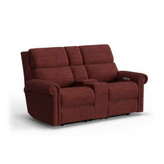 Bernard Fabric Power Reclining Loveseat with Console, Power Headrest, & Lumbar