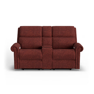 Bernard Fabric Power Reclining Loveseat with Console, Power Headrest, & Lumbar