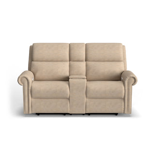 Bernard Fabric Power Reclining Loveseat with Console, Power Headrest, & Lumbar
